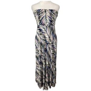 Banana Republic Strapless Palm Print Maxi Dress